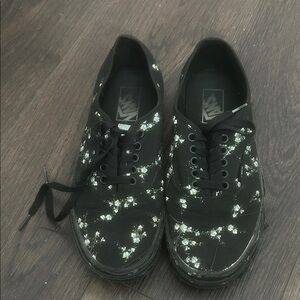 Black floral Vans